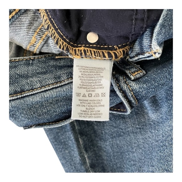 Free People Womens Boho Distressed Mid Rise Blue Jeans Straight Leg Crop Sz 28 - Picture 6 of 8